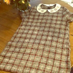 Zara Sz M gray and red tweed dress